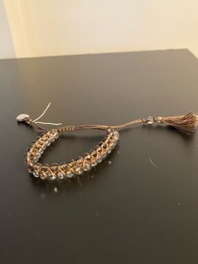 Brown Crystal Bead Macramé Bracelet
